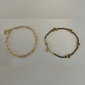 ettika 18k Gold Plated 2-PC Set Crystal Butterfly & Link Ankle Bracelets